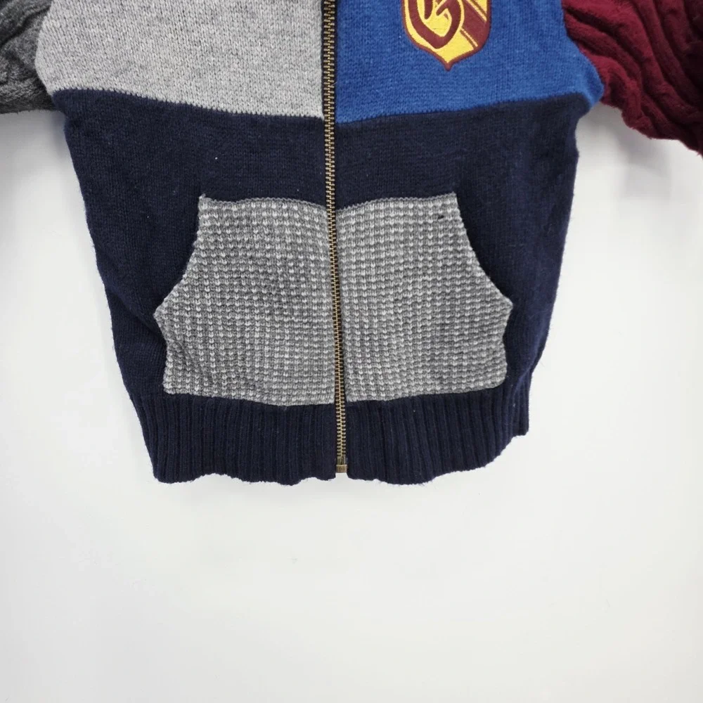 Baby Gap Toddler Colorblock Knit Hoodie Sweater Zipper Maroon Blue Gray 12-18 MO